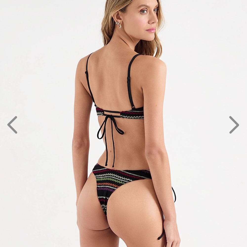 NWT OneOne Swimwear Bikini Set Black Kalamos Knit Crochet Kahina Halsey Small - Picture 8 of 9